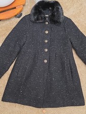 Jessica Simpson Collection W/ Black Faux Fur Collar Coat Kids Girls Size 12  F4