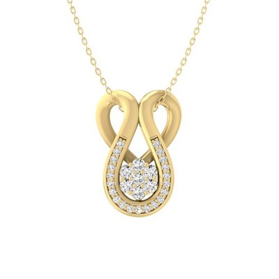 0.2Ct Lab Grown Diamond 14k Yellow Gold Composite Pendant 18'' Silver Chain
