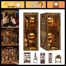 DIY Miniature Book Nook Kit - 3D Wooden Puzzle Dollhouse Craft with LED Light, U