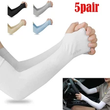 5 Pairs Cooling Arm Sleeves Cover UV Sun Protection Sports Outdoor For Men Women