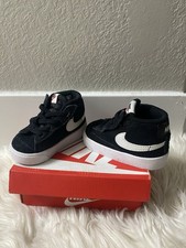 Nike Blazer Mid Baby Sneakers Black White Sue...