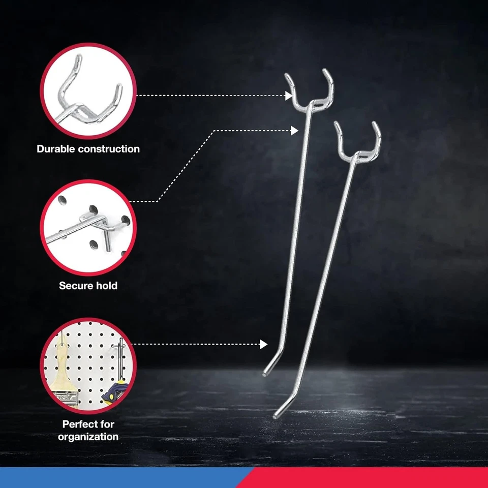 53102A Kit organizador de ganchos de tablero de clavijas de 6”, paquete de 50, juego de ganchos colgantes para garaje... Foto 4 de 4