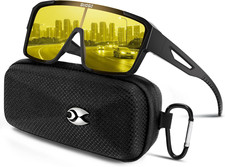 Night Vision Driving Glasses Fit over Eyeglasses   Polarized Anti-Glare Yellow L