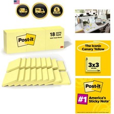 Notes, 3 in x 3 in, 18 Sticky Notes Pads, 100 Sheets per Pad, The Iconic Cana...