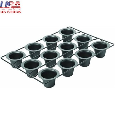 12 Cup Nonstick Mini Popover Pan Airy Fluffy Baking Tool Oven Safe Cookware New