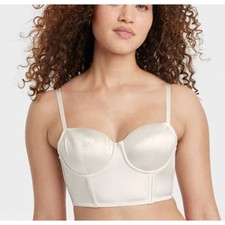 NWT Auden Women's Bustier Satin Lightly Lined Lingerie Corset Cream White XS