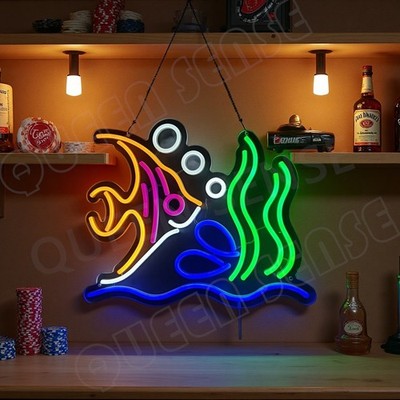 16''x13'' Tropical Fish Sea Gift LED Neon Sign With Dimmer USB Powered Light Lamp