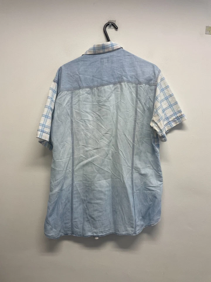 DOLCE& GABBANA PURE COTTON SS SLIM FIT SHIRT IN BLUE CHECK SIZE XL EC (S825) - Image 4 of 4