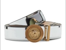 Versace Medusa Buckle Mirror Leather Belt Sz 38 100/40