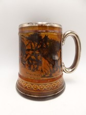OLD POTTERY BEER STEIN MUG RIDGWAYS COACHING DAYS WAYS SCENE WALKING UP THE HILL
