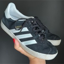 Vintage Adidas Gazelle Kids Size 3 Black White Classic Sneakers