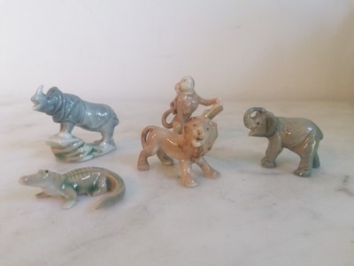 Vintage Wade First Whimsies Set Nr. 4 Afrikanische Dschungeltiere 50er Jahre - 5 Stück