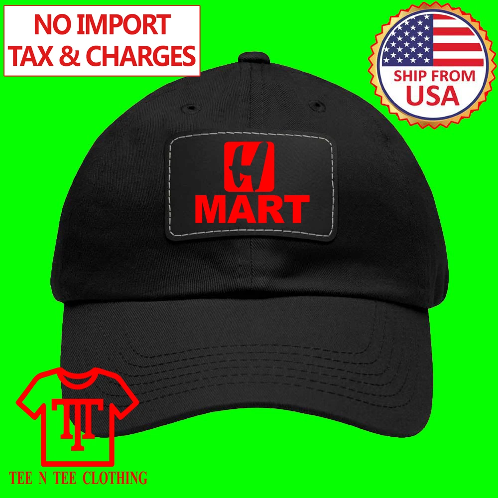 H Mart Black Adjustable Dad Hat Cap Size Adult