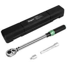 1/2" 20-220NM Click Torque Wrench Snap Socket Ratcheting 1/2"&3/8" Extension Rod