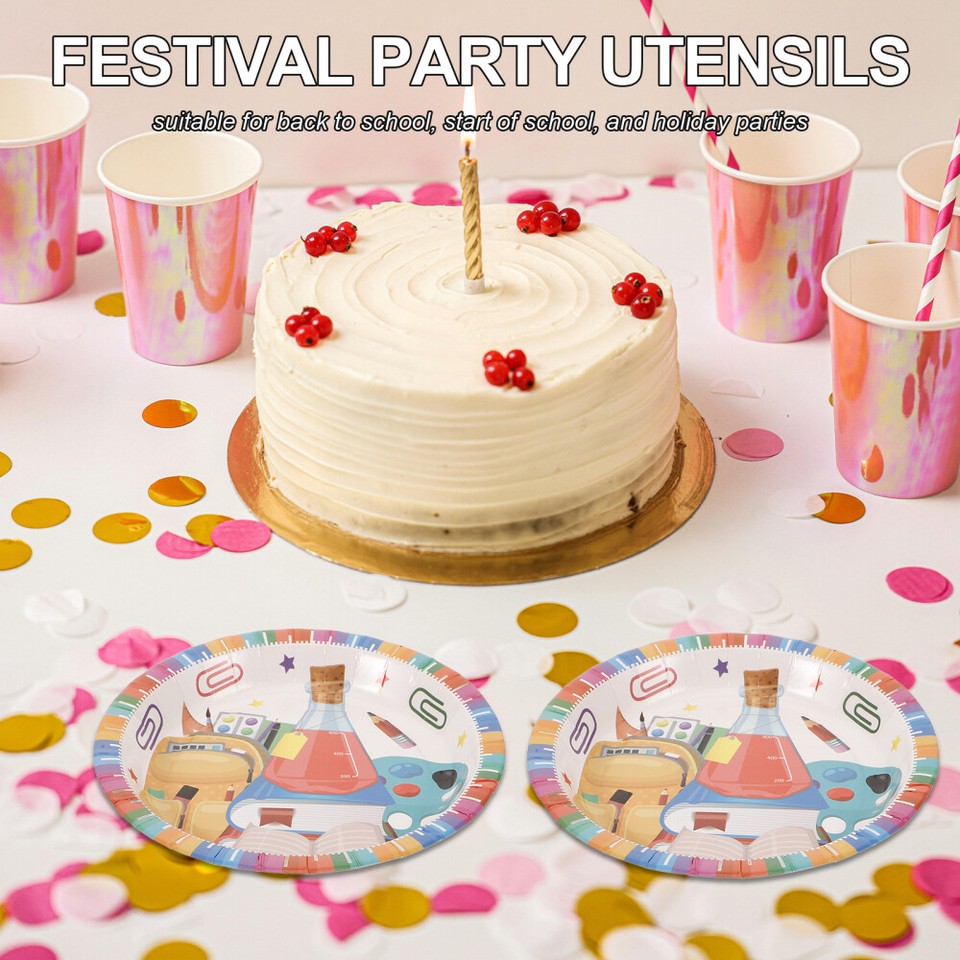 48 pcs Back To School Party Paper Plates Paper Plates Party Festival