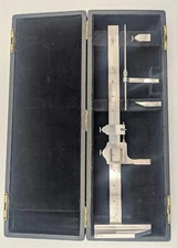 Vintage Starrett #454 12" Height Gage w/Scribe, 6" Extension, and Case