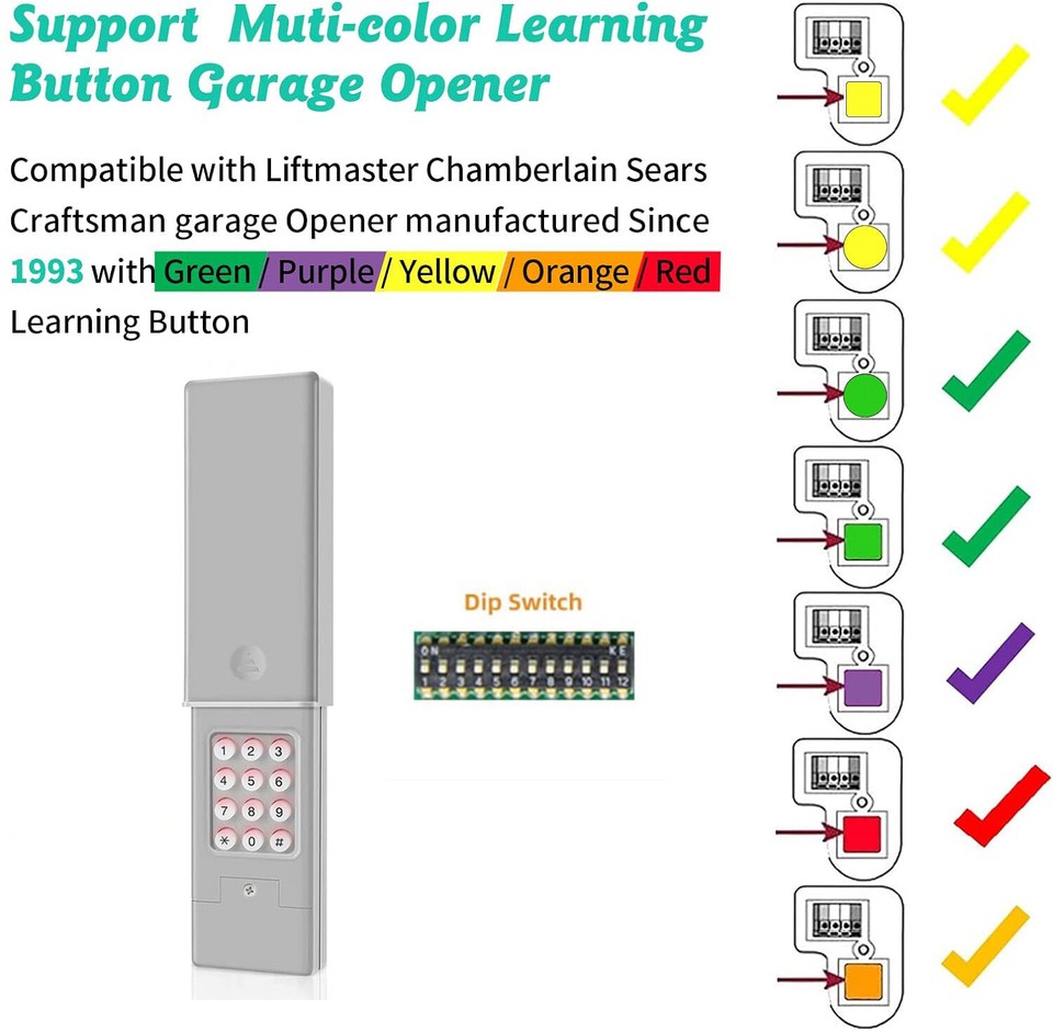 Universal Wireless Keypad Opener KLIK2UP2 and 893Max for LiftMaster