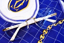 Cartier rimless white c decor gold Diamond blue sunglasses
