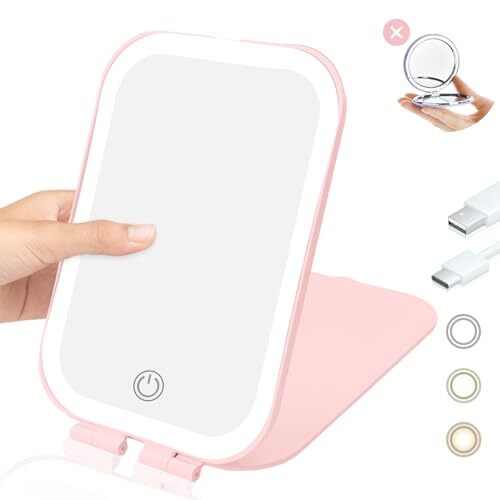 Rechargeable Travel Makeup Mirror with LED Light and Battery
