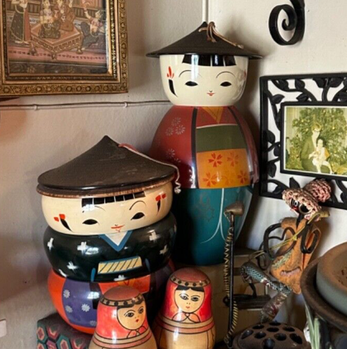 Japanese Stack Toys 2 wood Asian stacking dolls | eBay