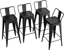 26" Metal Bar Stools Set of 4 Counter Height Barstools Industrial Counter Stool