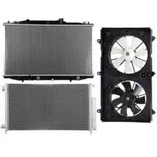 Electric Radiator Condenser Cooling Fan Kit For 2003-2007 Honda Accord 2.4L l4