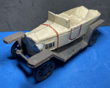 Unmarked Antique Cast Iron White Jalopy Car Toy