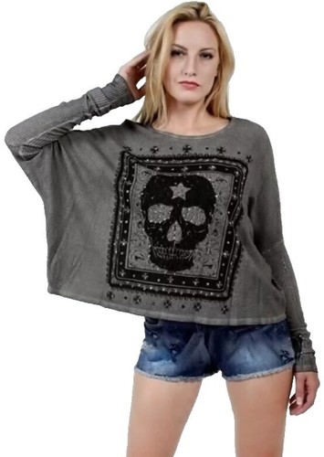 New Vocal Apparel Womens Jersey Soft Black Crystal Embellshed Crochet