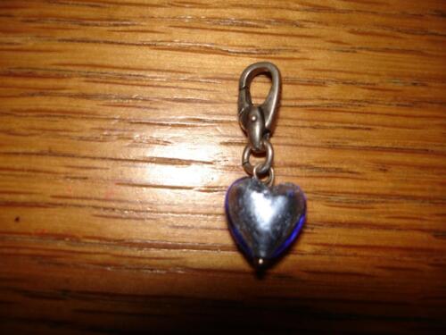 KAY JEWELERS CHARMED MEMORIES BLUE MURANO HEART DANGLE/ CLIP ON/ STERLING SILVER - Picture 1 of 1