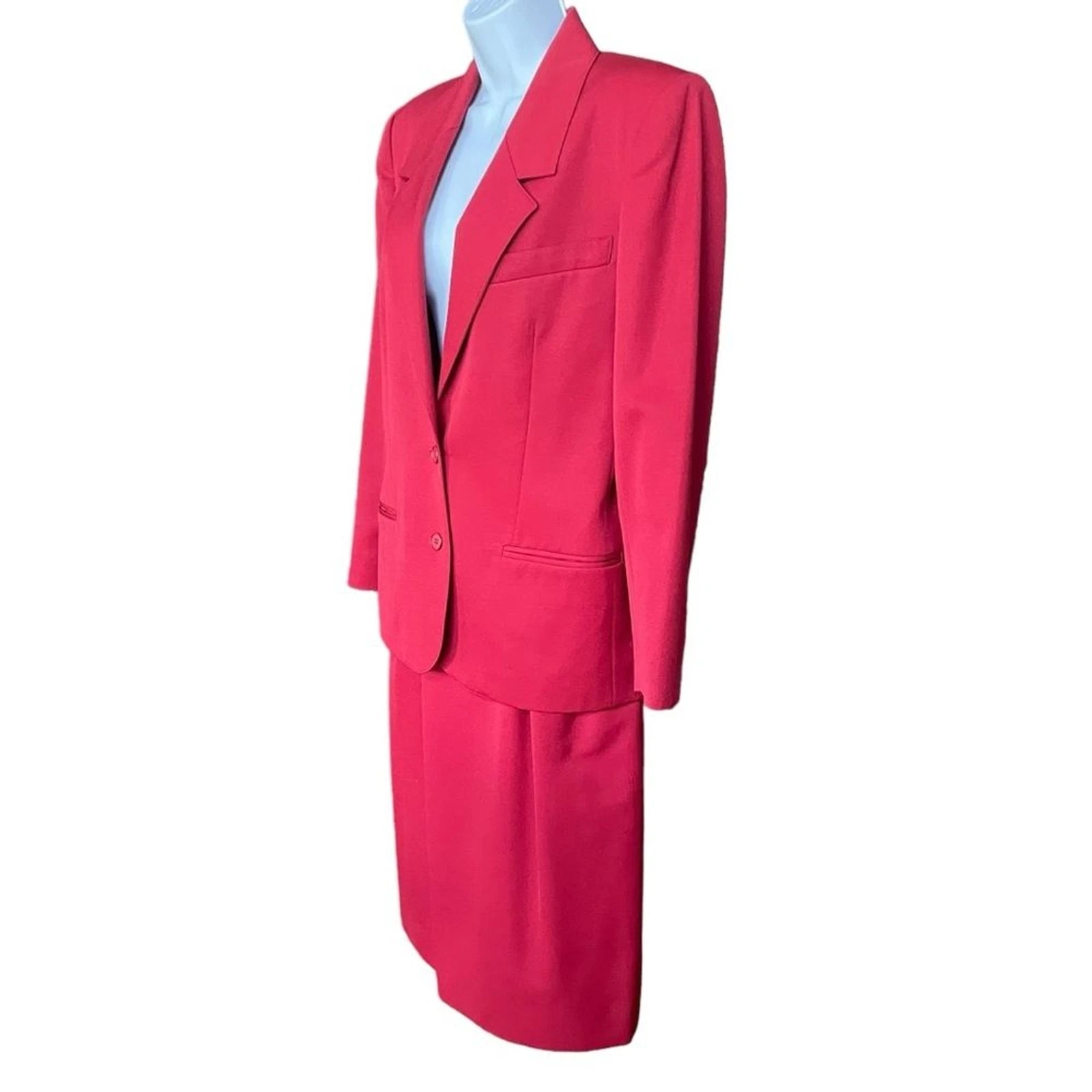 GUCCI Vintage Anni '70 Gonna Abito 100% Lana Rosso Made In Italy Taglia 40IT S 4US