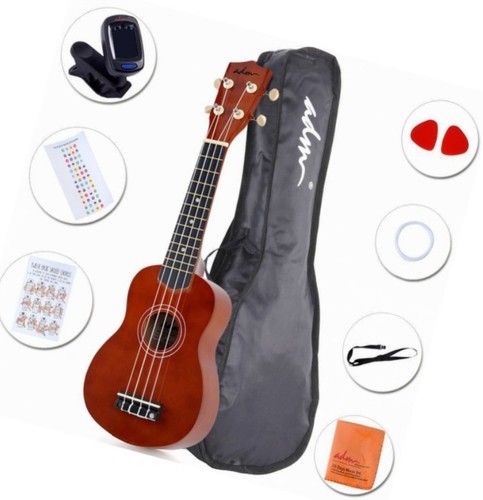 Ukulele Soprano ADM 21 Pollici - Kit Completo Con Borsa, Accordatore, Corde Arcobaleno Per Principianti E Bambini