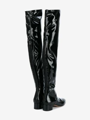 Valentino Garavani Thigh High Over The Knee Black Patent Leather