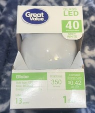 Great Value Glass LED 40 Watt Equivelant Bulb 350 Lumens 2 Pack 