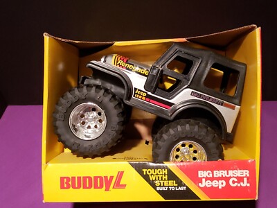 Buddy L Big Bruiser Jeep CJ Big Wheel Lifted 4x4 Gray Semi Pneumatic VTG 1984