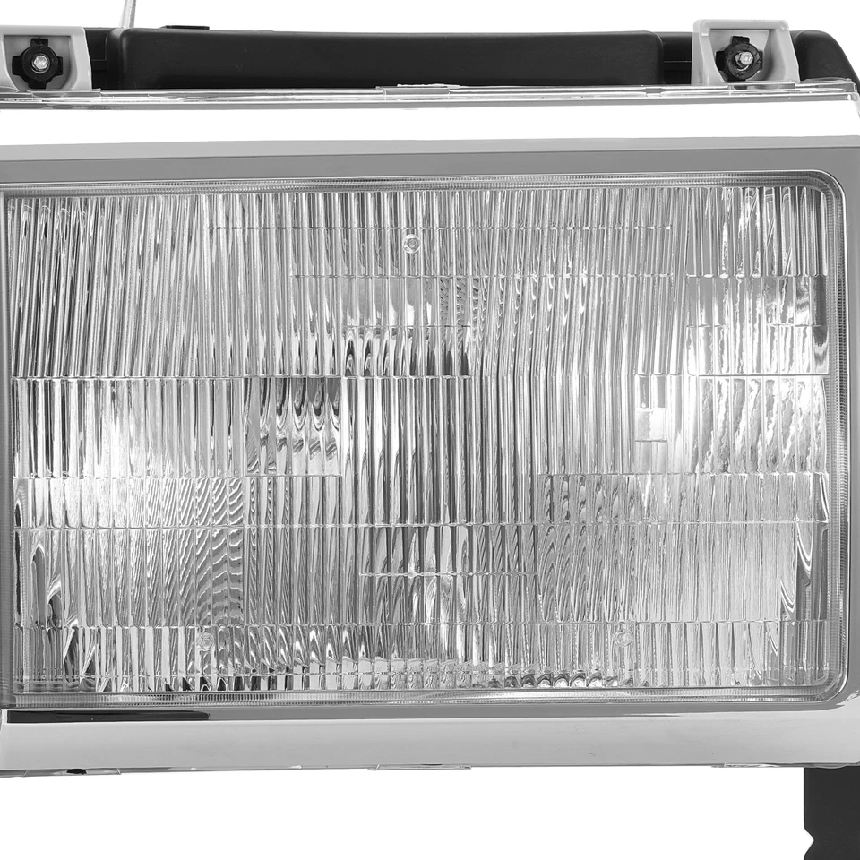 For 1987-1991 Ford Bronco F150 F250 Truck Headlights Chrome Trim Headlamps Pair - Image 4 of 4