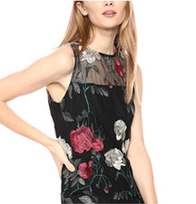 BRAND NEW - Vince Camuto Women’s Floral Mesh Embroidered Lined Dress Black Multi