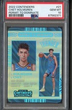 PSA 10 2022 Contenders Chet Holmgren Rookie Permit To Dominate Case Hit #21 RC