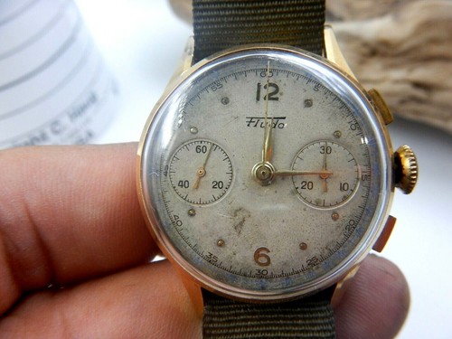 VINTAGE CHRONOGRAPHE SUISSE FLUDO 18K ROSE GOLD MENS WATCH CAL LANDERON 51  | eBay