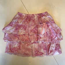 Girls Summer Pink Butterfly Ruffled Skirt