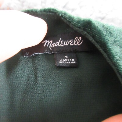 Madewell Dress Womens 4 Green Velvet Pullover Flowy | eBay