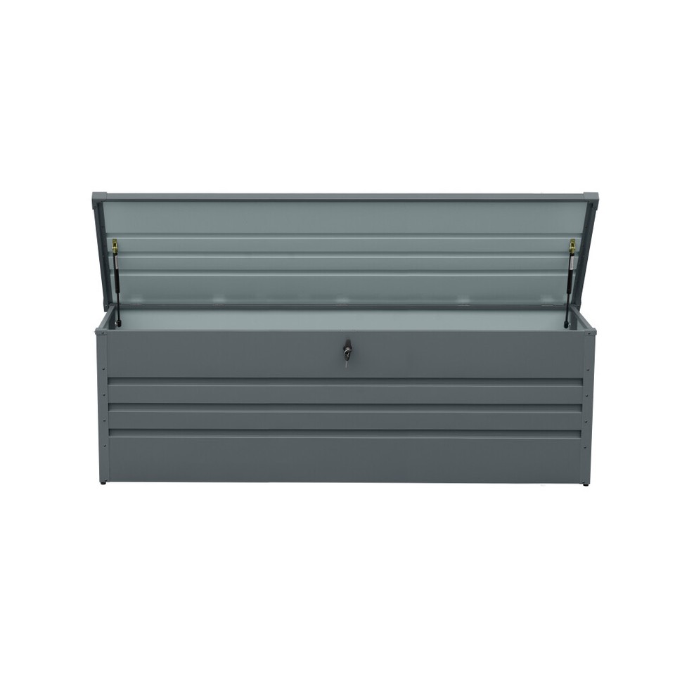 260 Gallon Metal Outdoor Deck Box Waterproof, Extra Large Patio Storage
