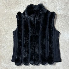 Firenze Black Rabbit Fur Knit Vest Women’s Medium Zip Front Closure Vintage
