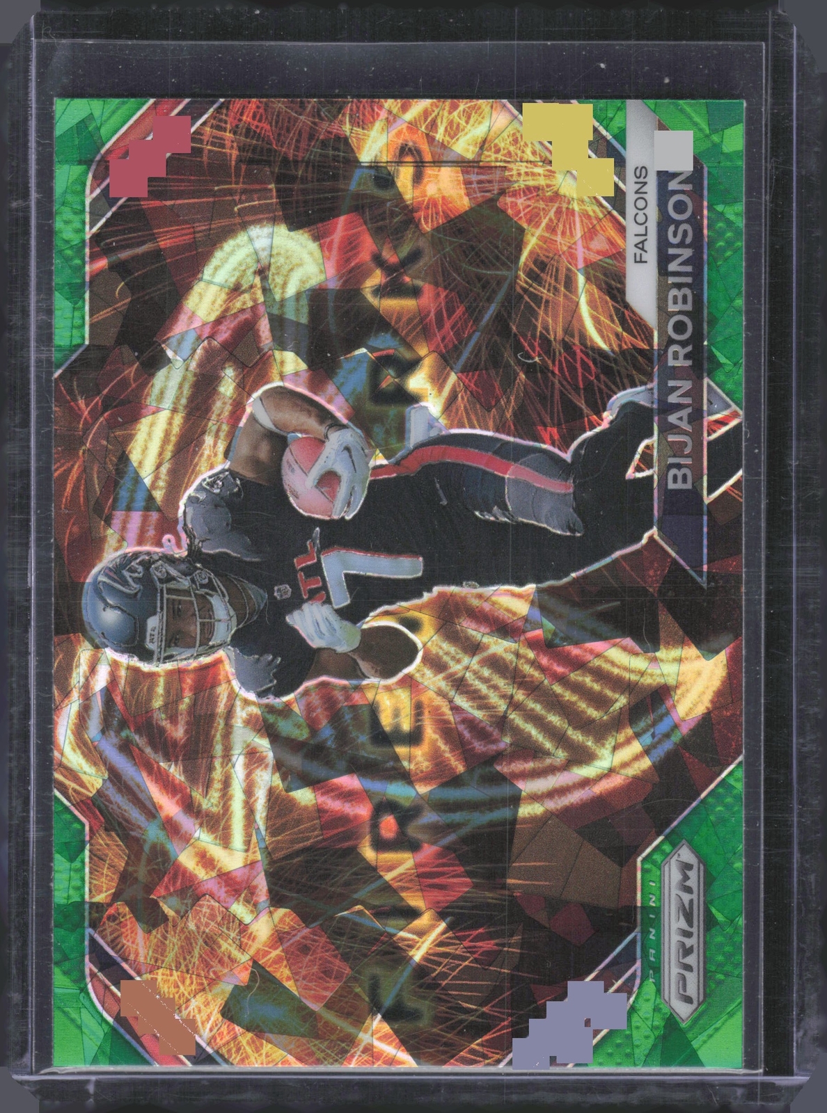 2023 Panini Prizm Fireworks Prizms Green Ice #24 Bijan Robinson