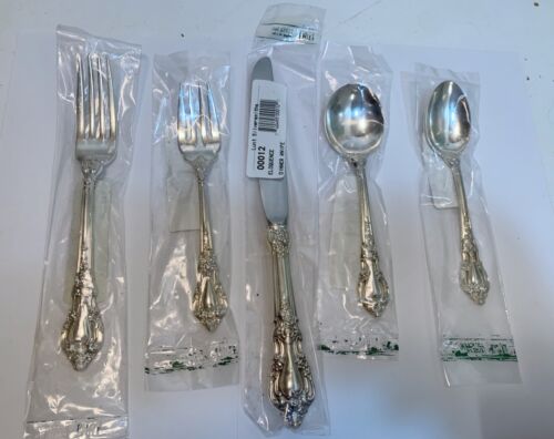 Lunt Eloquence Sterling Silver 5 Piece Place Setting New w/ Cream Soup Spoon - Afbeelding 1 van 5