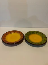 Tabletops Unlimited Quadrettini & Ambrosia Hand Painted Set Of 2 8.5" Plates