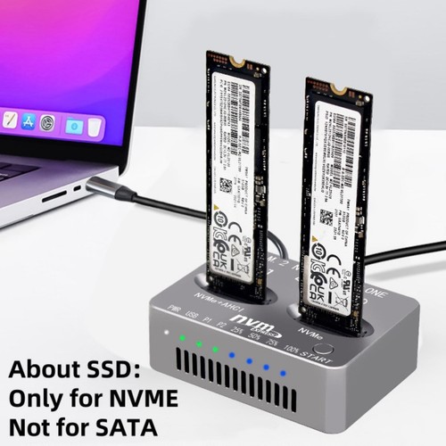 NVMe M.2 Duplicateur avec coque en alliage d'aluminium premium double baie clone docking - Photo 12/12