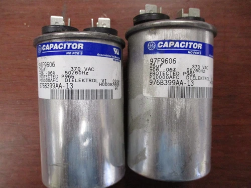 General Electric 97F9606 Round Capacitor (25uF, 370VAC, 50/60Hz) "NEW" Lot of 2