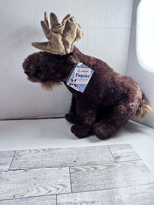 Aurora Plush Flopsies Maury Moose Plush /Stuffed Animals 12'' Long Wired Antlers