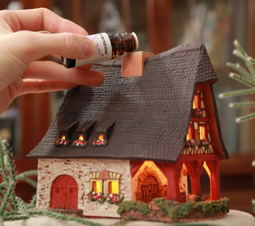 Ceramic miniature house tea light holder Old Smithery Germany 15 cm © Midene