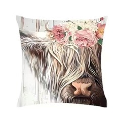 Cow, Highland Cow, Western, cowgirl throw Pillow Cover Only